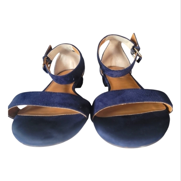 J. Crew Elegant Women's Adjustable Ankle Strap Navy Blue Suede Sandals Sz 7.5 - Picture 8 of 8